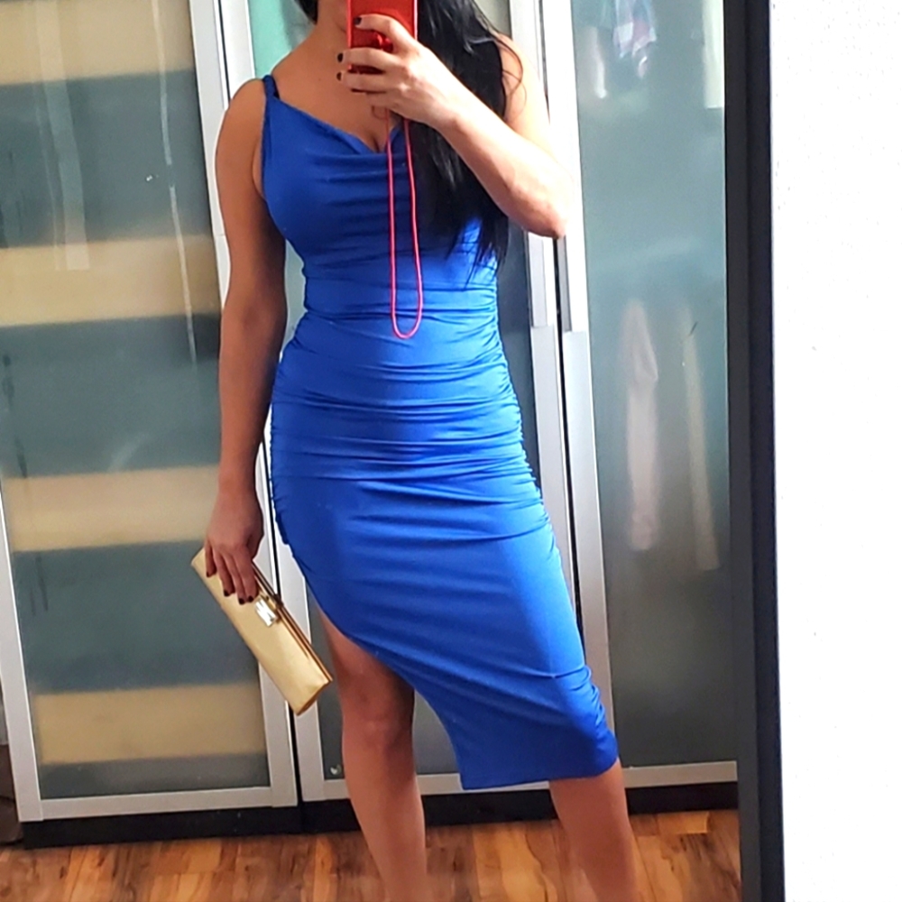 blue dress midi